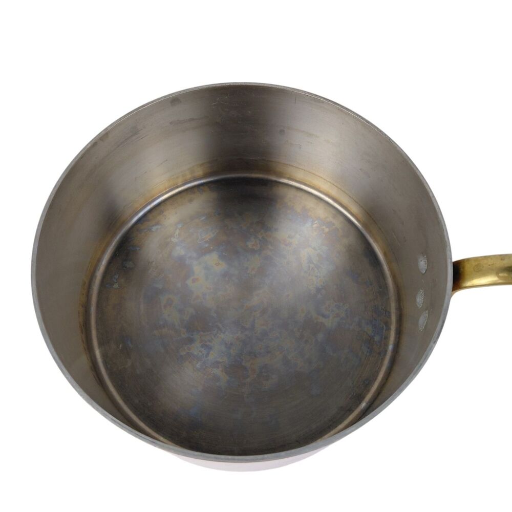 Vintage Copper Pot Brass Handle 3 Sauce Pan Lid - Picture 6 of 11
